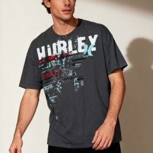 Hurley Graphic T-Shirt XXL Black Red White Logo Surf Skate Tee